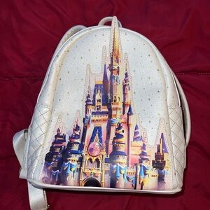 Disney LOUNGEFLY Enchanted Castle White Backpack